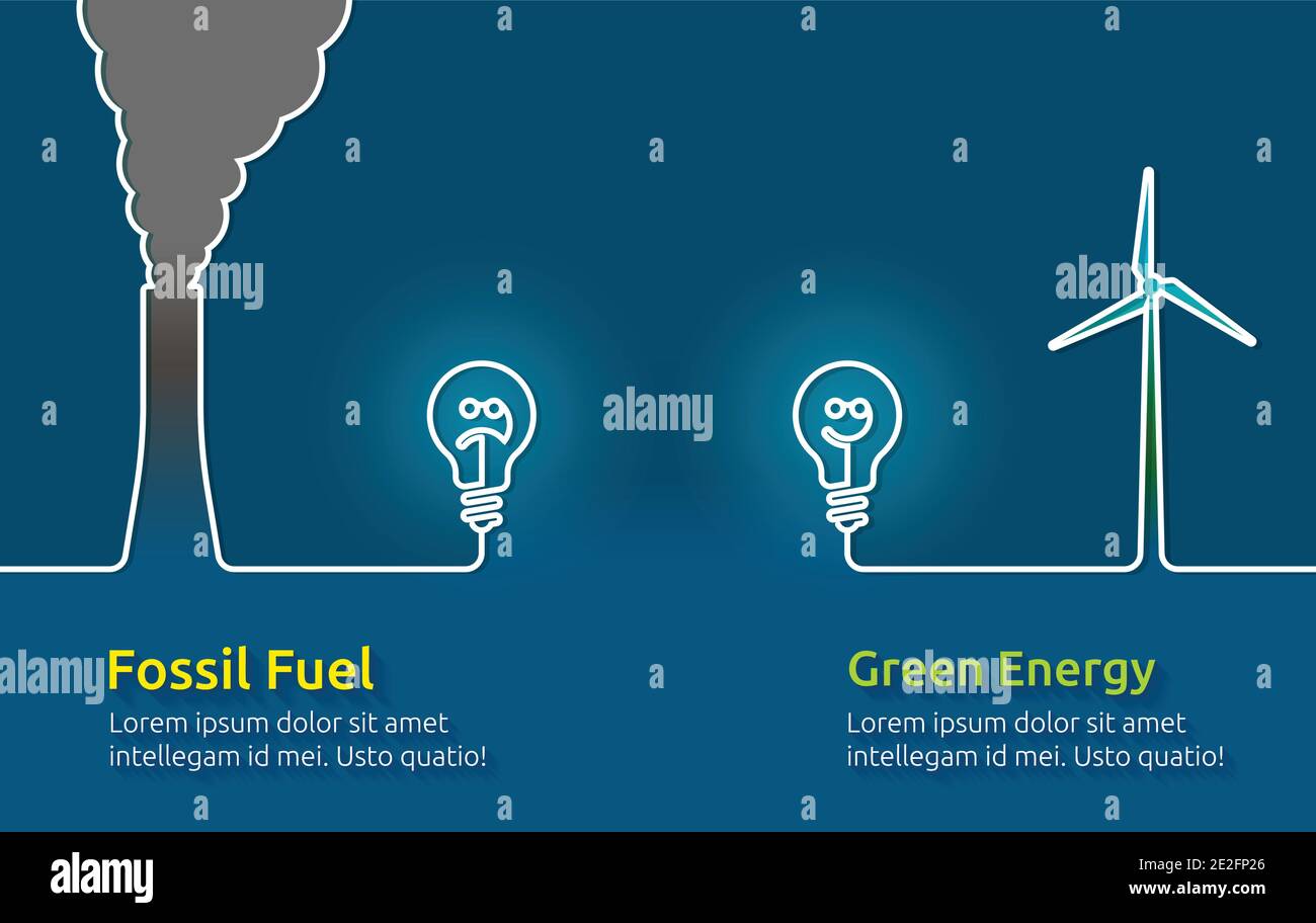 infographie sur les avantages des ressources renouvelables et de l'énergie verte CONTRE la pollution des combustibles fossiles Illustration de Vecteur