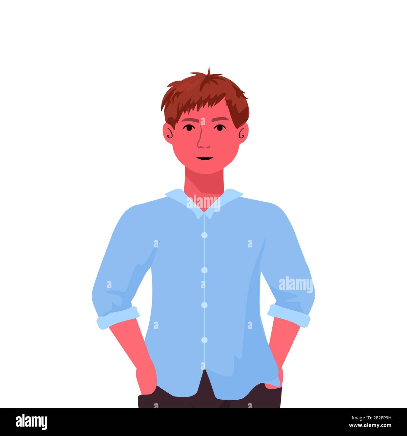 beau brun cheveux garçon mignon enfant homme dessin animé portrait de personnage illustration vectorielle Illustration de Vecteur