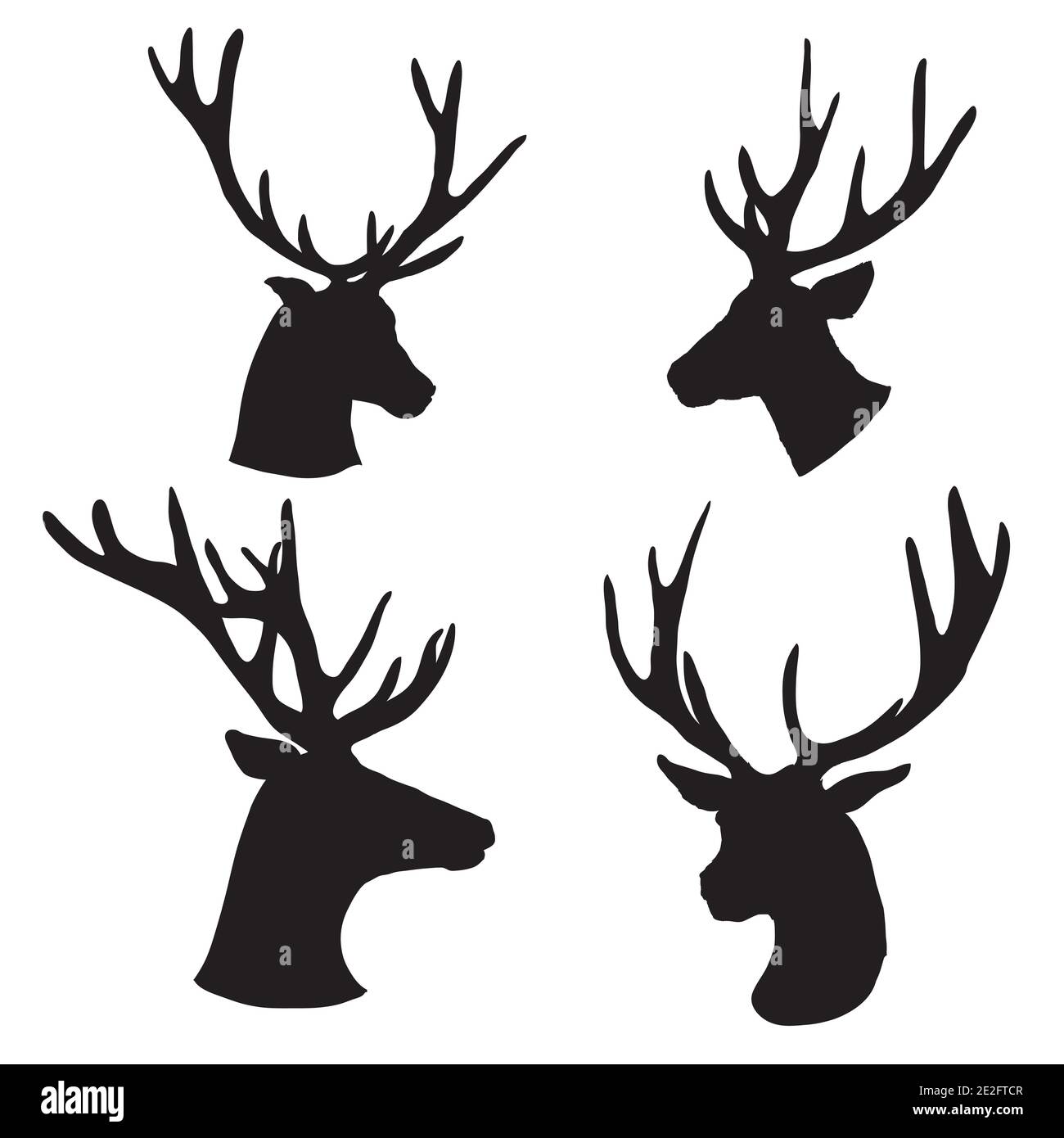 Ensemble d'une silhouette de tête de cerf sur fond blanc Illustration de Vecteur Ensemble d'une silhouette de tête de cerf sur fond blanc Illustration de Vecteur