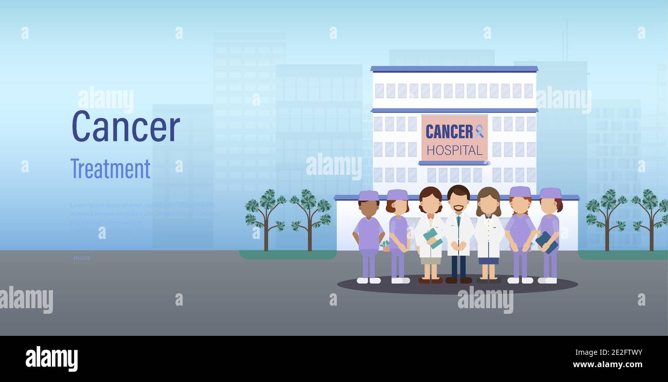 Bannière pour le traitement du cancer avec illustration vectorielle plate pour le personnel médical Illustration de Vecteur