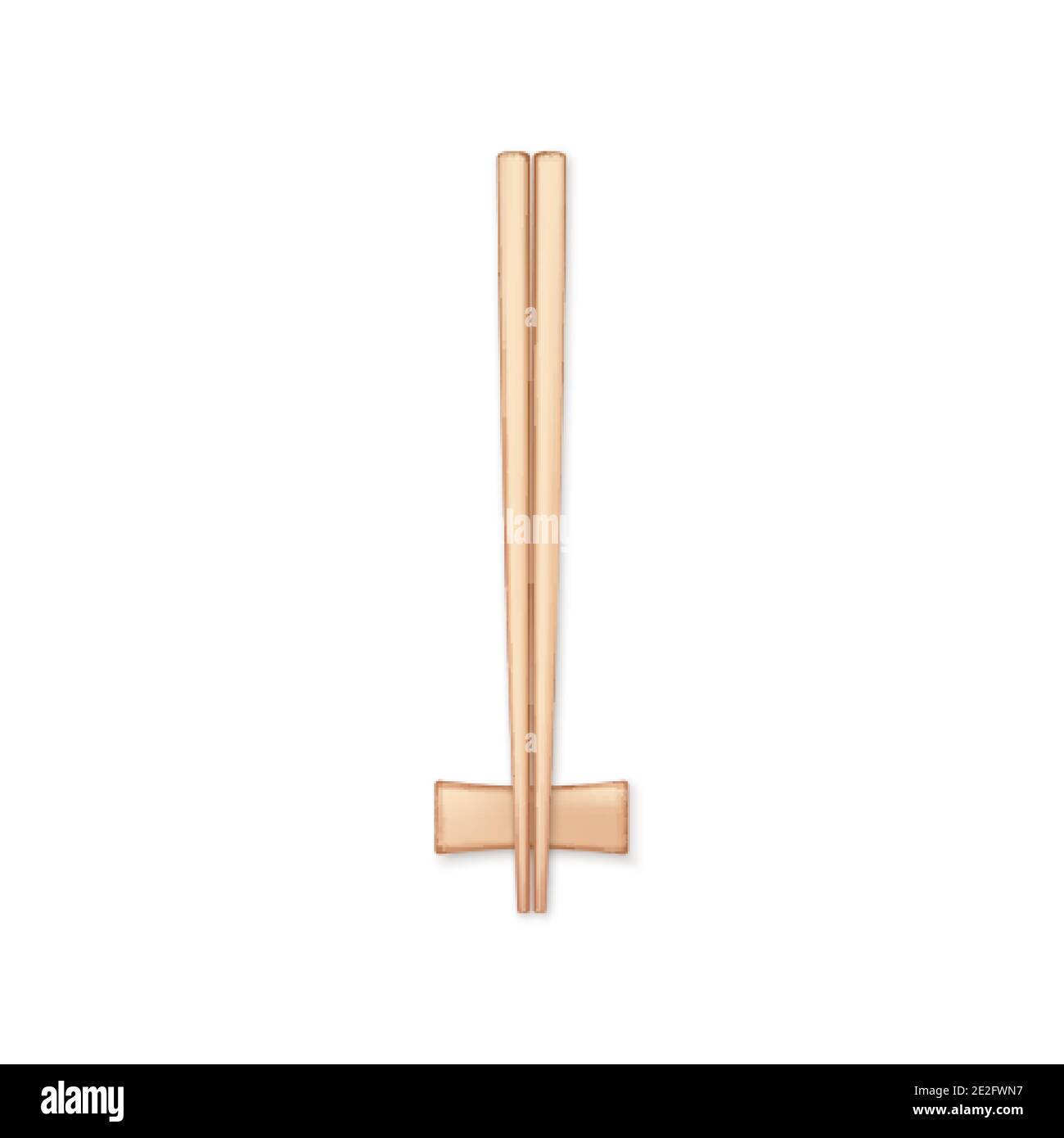 Baguettes réalistes en bois. Élément de baguettes de culture traditionnelle asiatique ou orientale. Vecteur isolé sur blanc Illustration de Vecteur