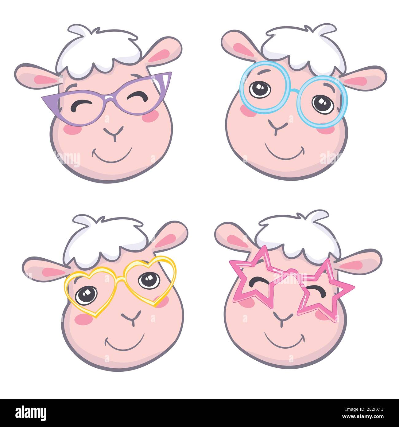 Joli visage de mouton. Icône plate. Illustration vectorielle Illustration de Vecteur