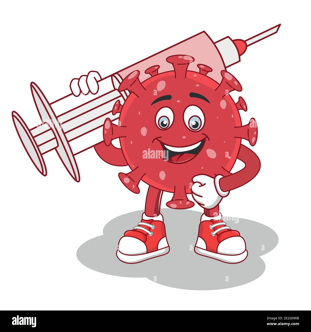 Droles Du Coronavirus Rouge Covid 19 Contenant La Seringue De Medicaments Avec Le Vaccin Image Vectorielle Stock Alamy