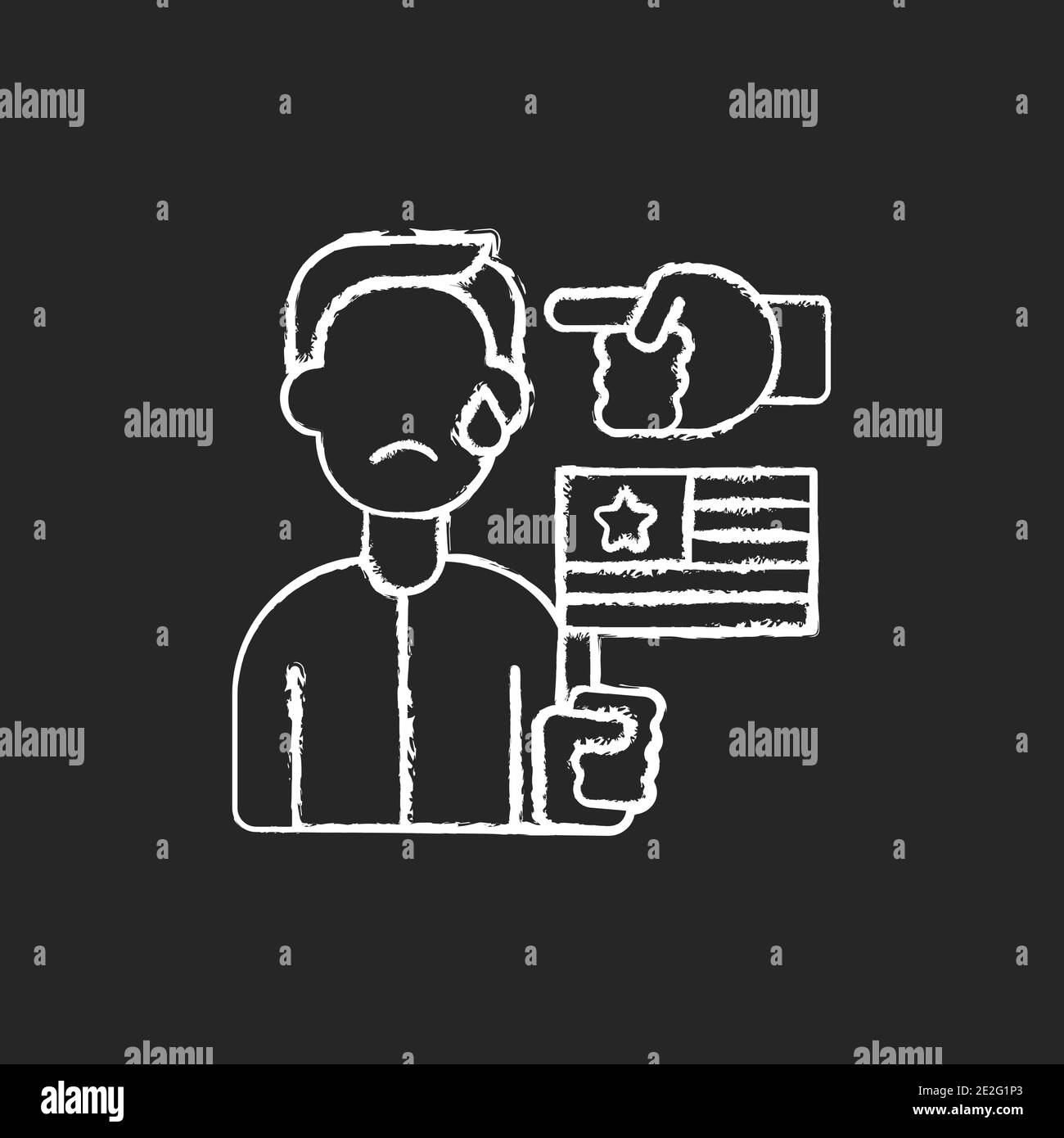 La craie de la cyberintimidation politique est une icône blanche sur fond noir Illustration de Vecteur