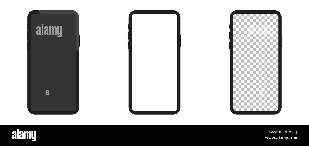 Configuration réaliste de la maquette de smartphone. Téléphone portable maquette d'écran noir, blanc et transparent. Smartphone. Illustration vectorielle sur fond blanc. Illustration de Vecteur