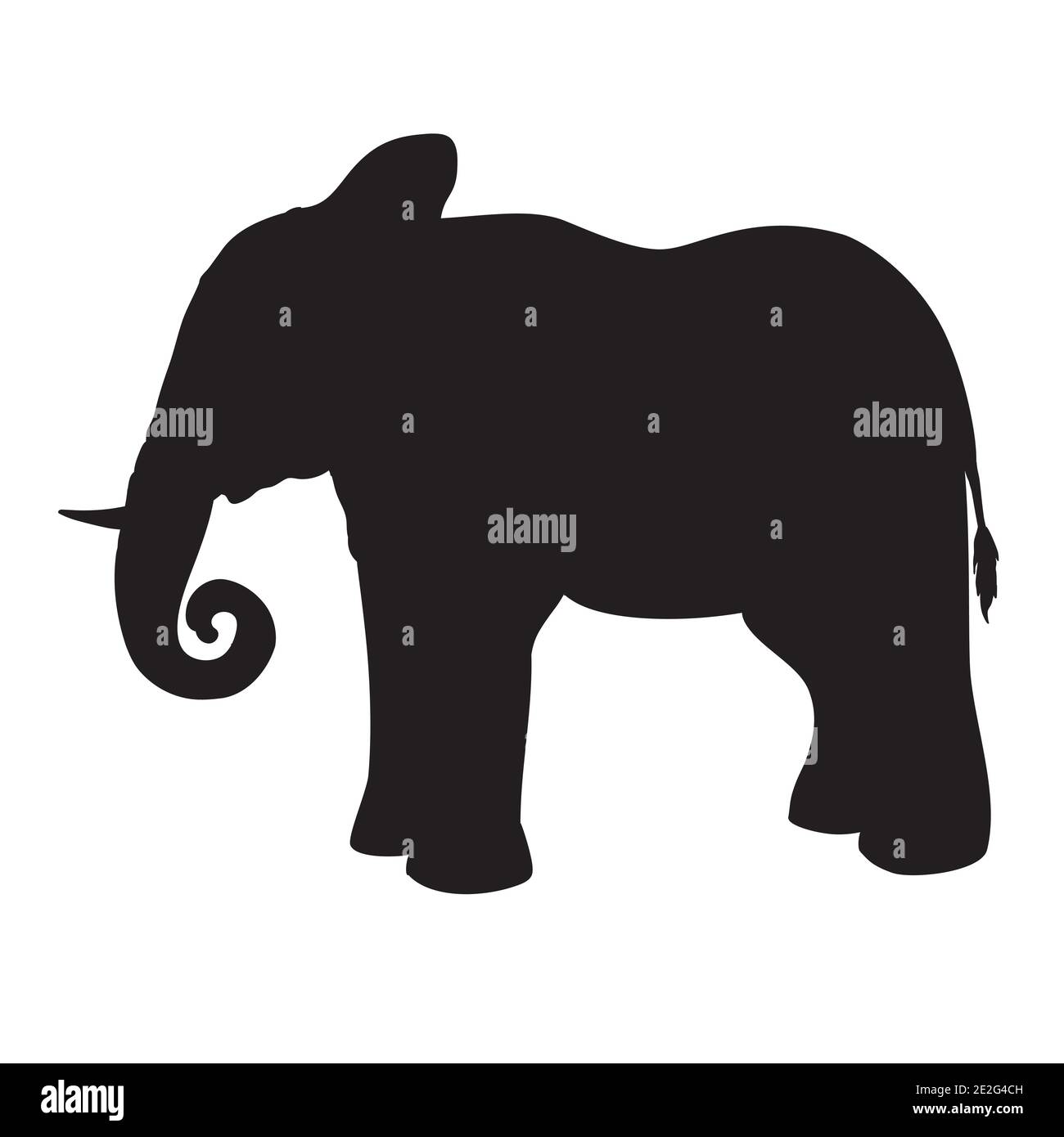 Silhouette d'éléphants isolée sur fond blanc Illustration de Vecteur