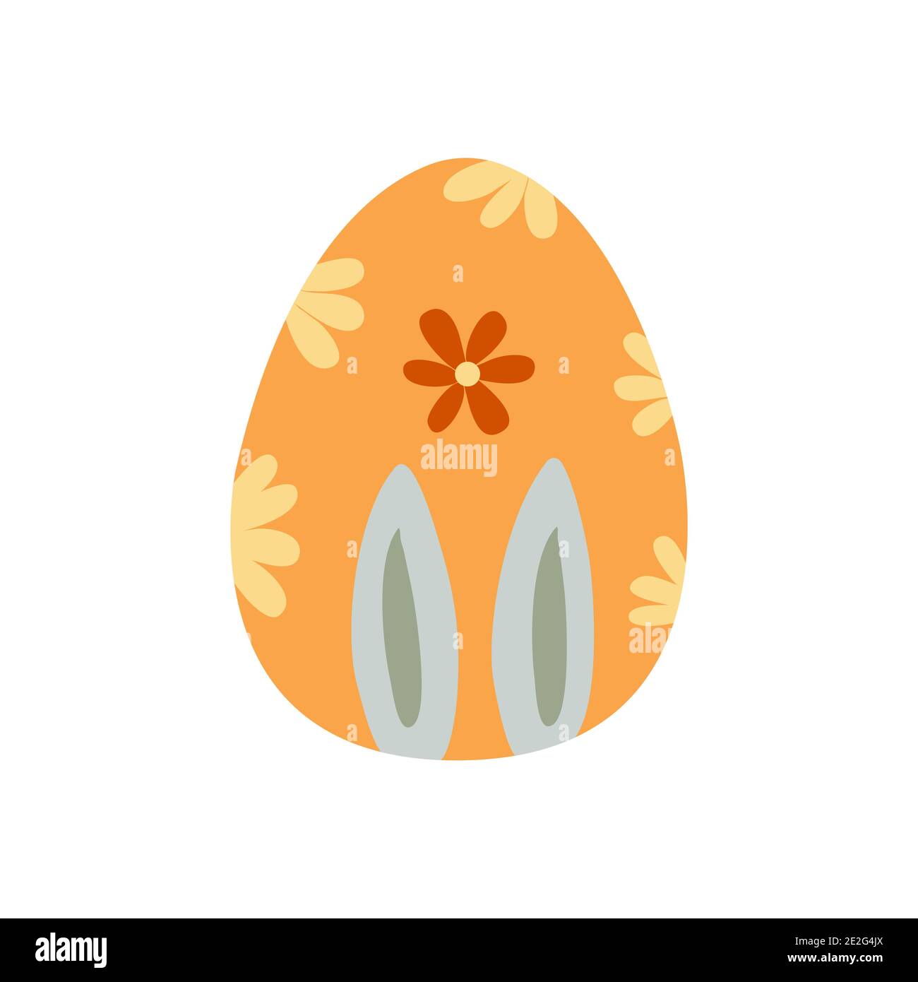 Œuf de Pâques décoré de fleurs et d'oreilles de lapin. Cuisine traditionnelle pour les fêtes orthodoxes et catholiques. Joyeuses Pâques. Illustration vectorielle colorée Illustration de Vecteur