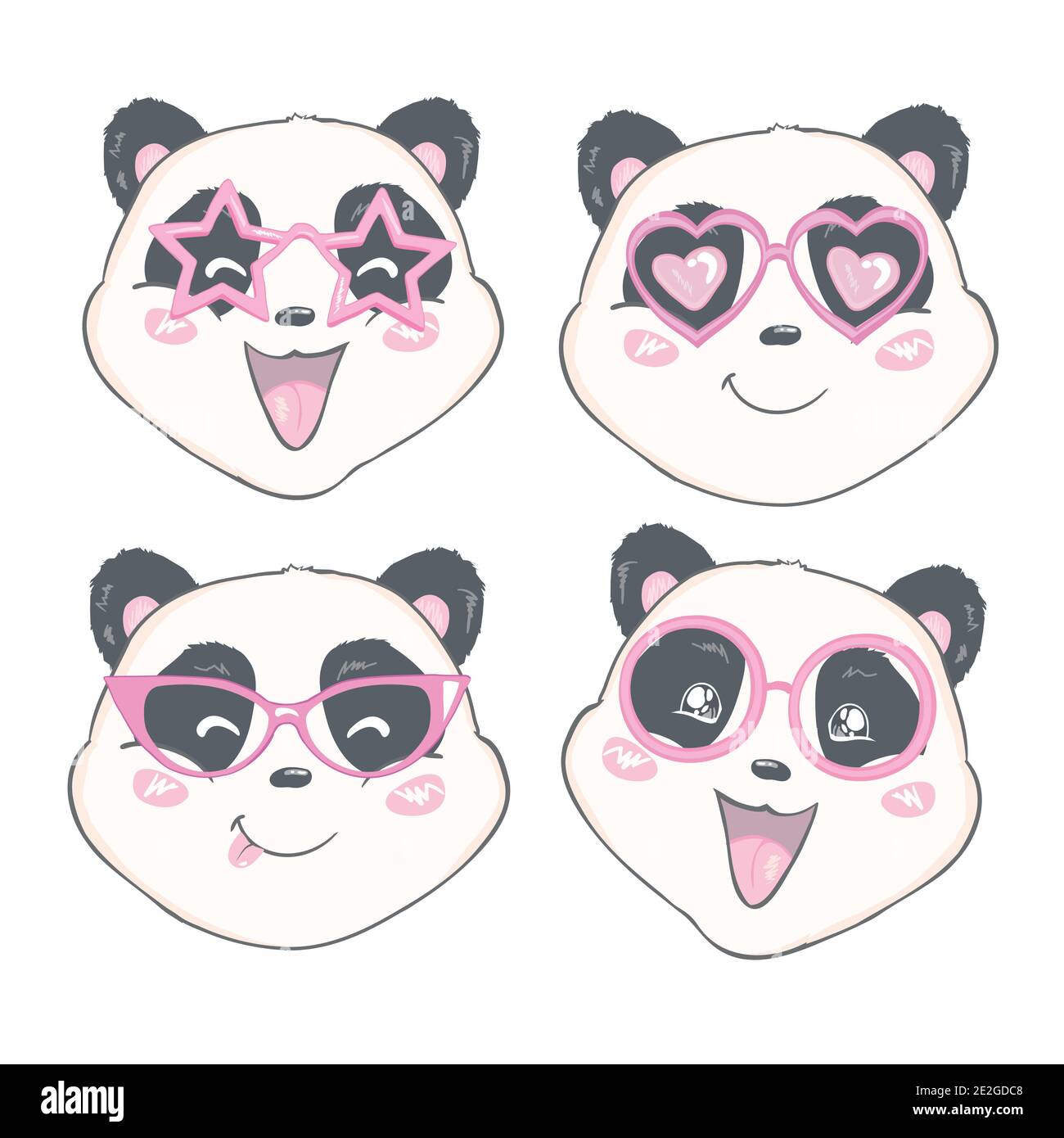 panda en lunettes. ours noir et blanc. vecteur. illustration. bande dessinée panda. Illustration de Vecteur