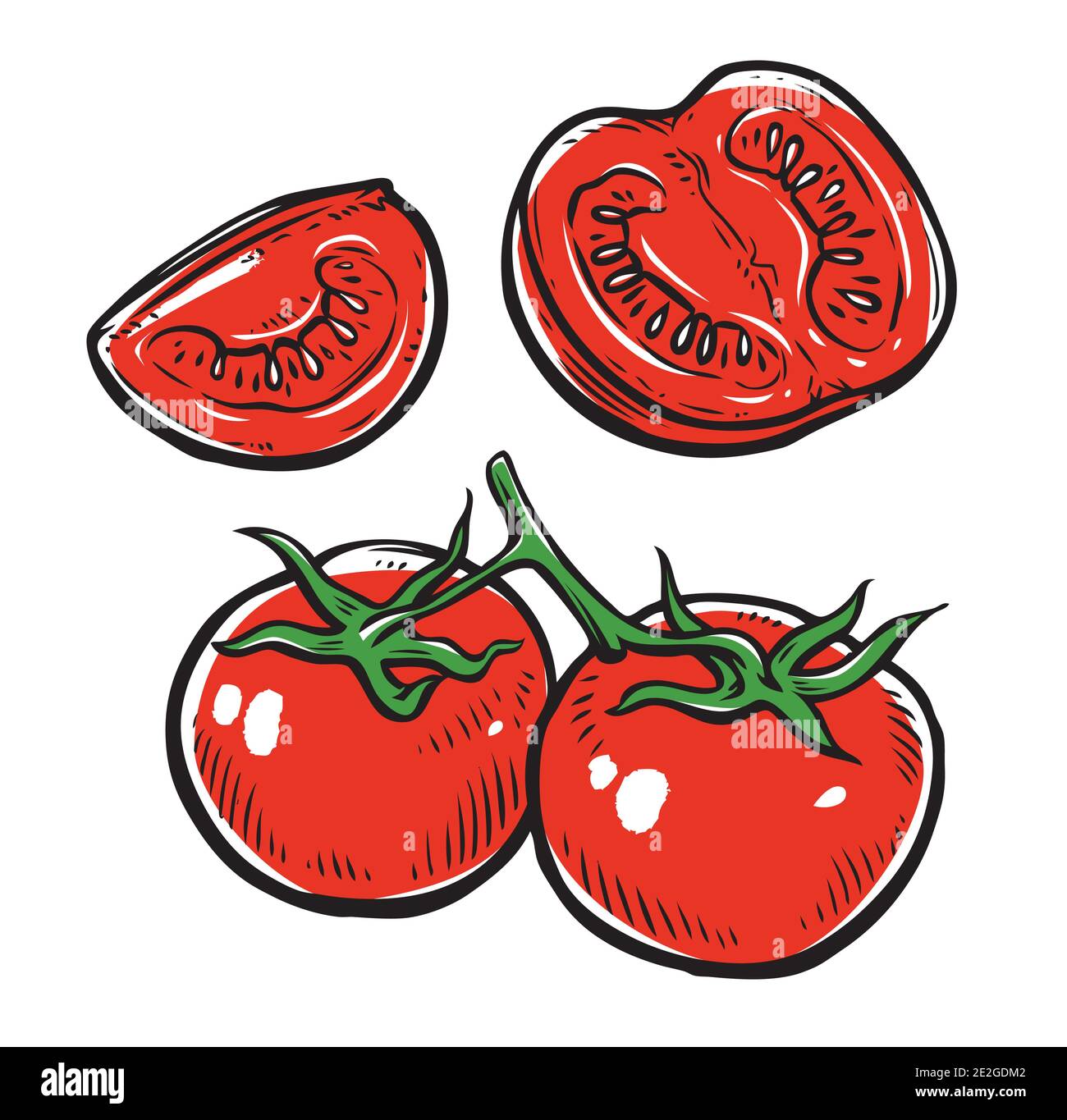 Ensemble de tomates rouges. Légumes, vecteur alimentaire Illustration de Vecteur