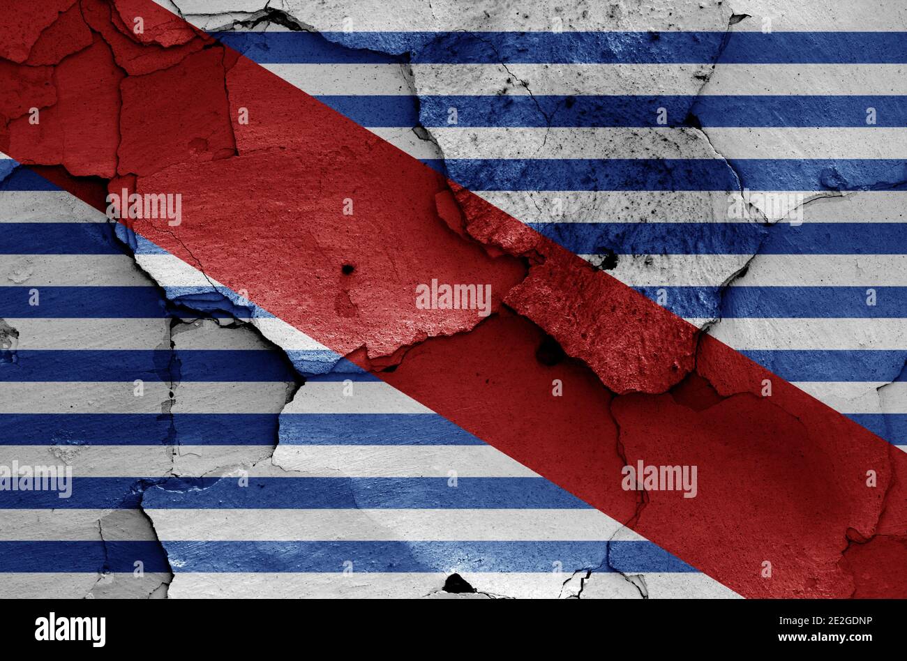 Drapeau du rayon Canelones peint sur un mur fissuré Banque D'Images