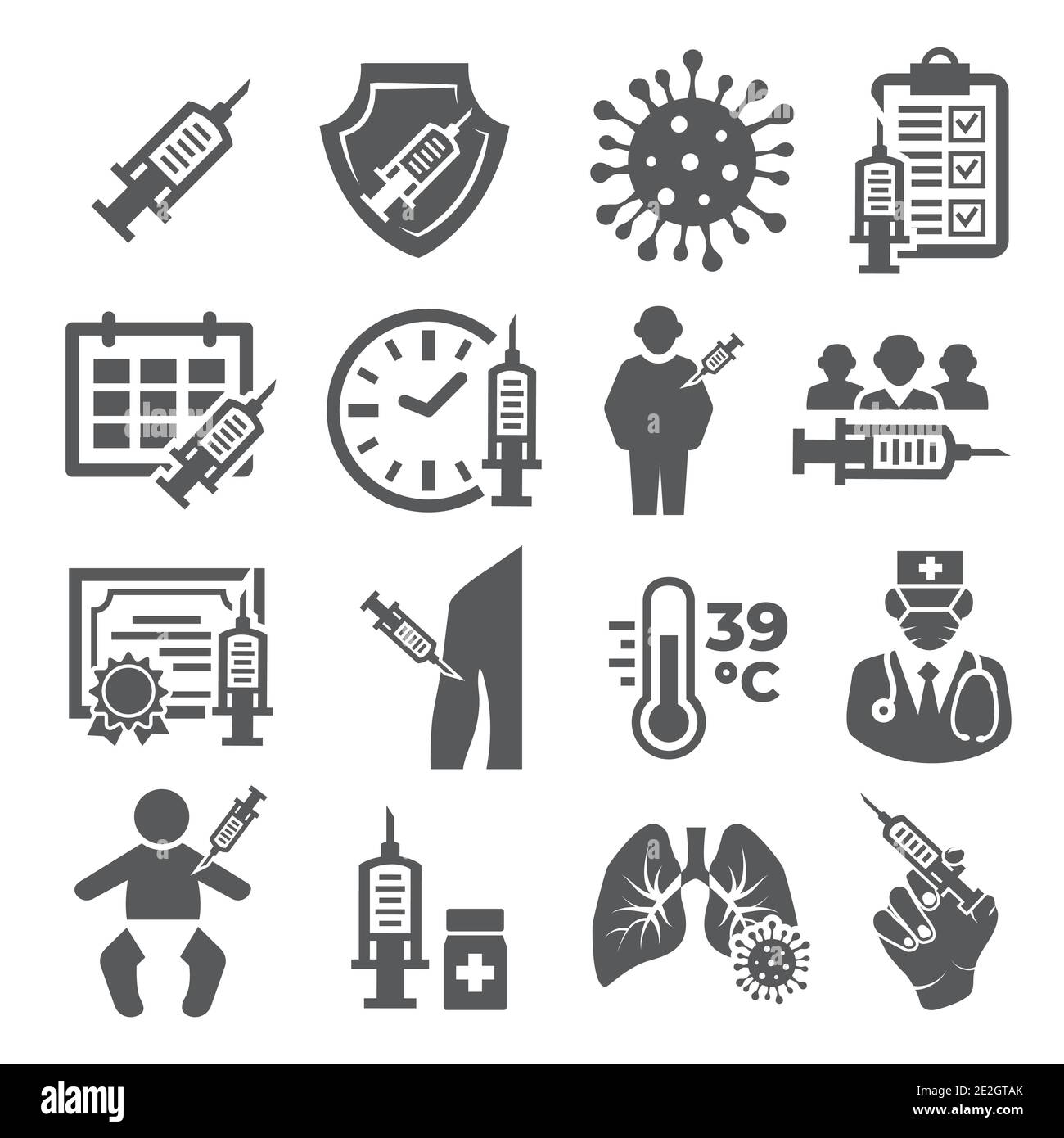Icônes de vaccins sur fond blanc Illustration de Vecteur