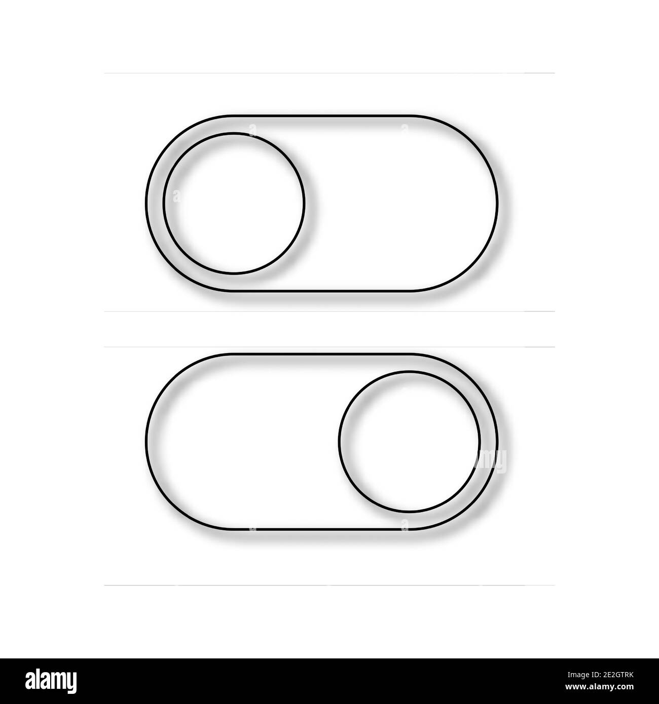 Réaliste activez et désactivez les boutons de glissement isolés sur fond blanc. Changer de symbole avec des ombres. Activer/désactiver le modèle d'icône. Motif vectoriel plat illust Illustration de Vecteur
