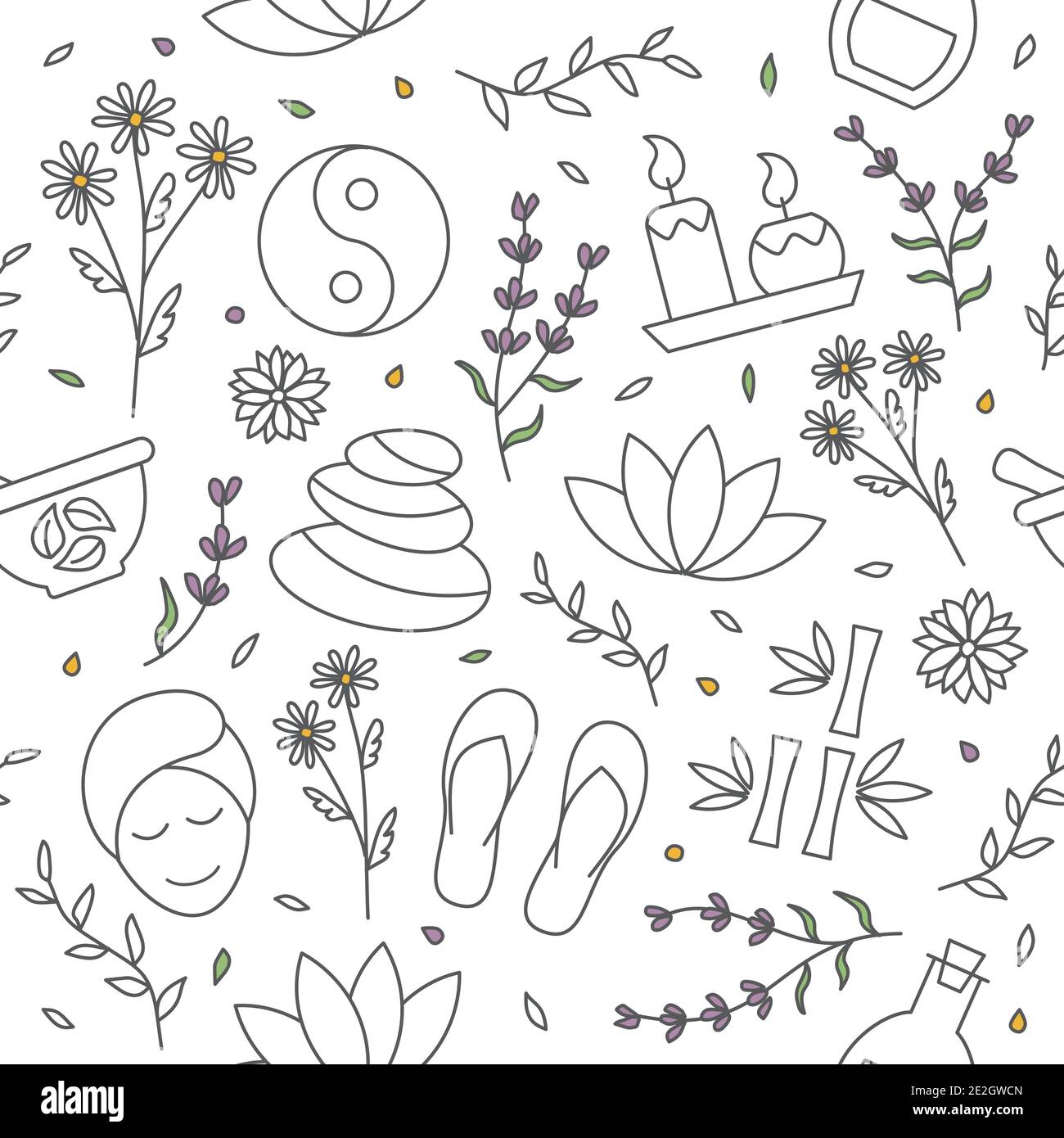 Spa motif sans couture fond vectoriel Spa en style ligne Illustration de Vecteur