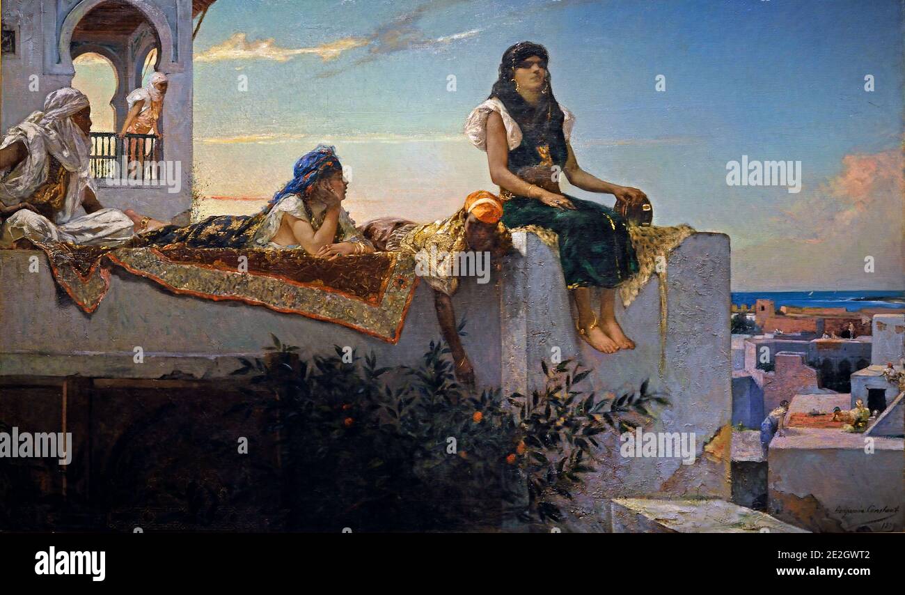 Soirée sur la terrasse (Maroc) Jean-Joseph Benjamin-constant, 1845-1902, France, Français, Paris. (sultanat marocain) Banque D'Images