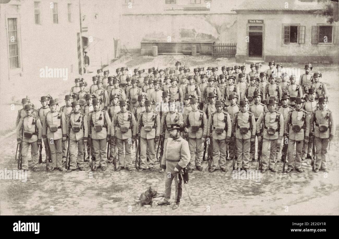 Armée austro-hongroise de la première Guerre mondiale unité de chasseurs de pieds en chapeaux Banque D'Images