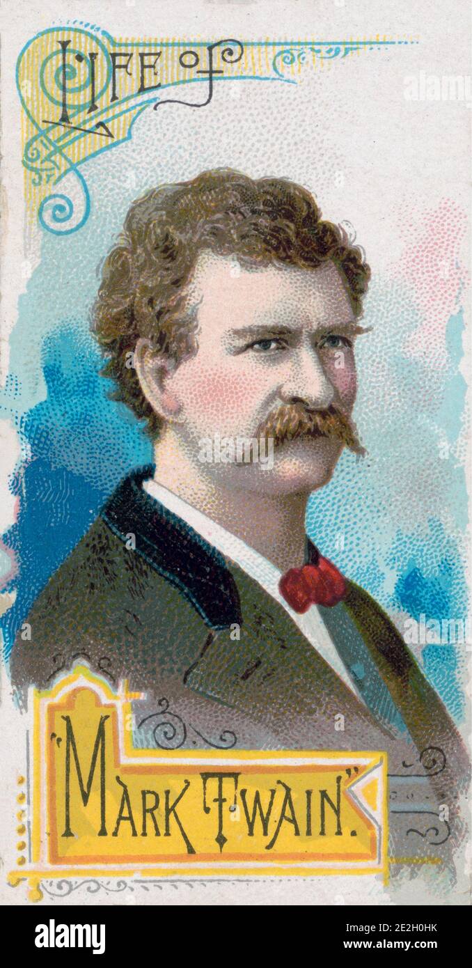 Portrait de Vintagel de Mark Twayn Samuel Langhorne Clemens (1835 – 1910), connu sous son nom de plume Mark Twain, est un écrivain américain, humoriste, entreprène Banque D'Images