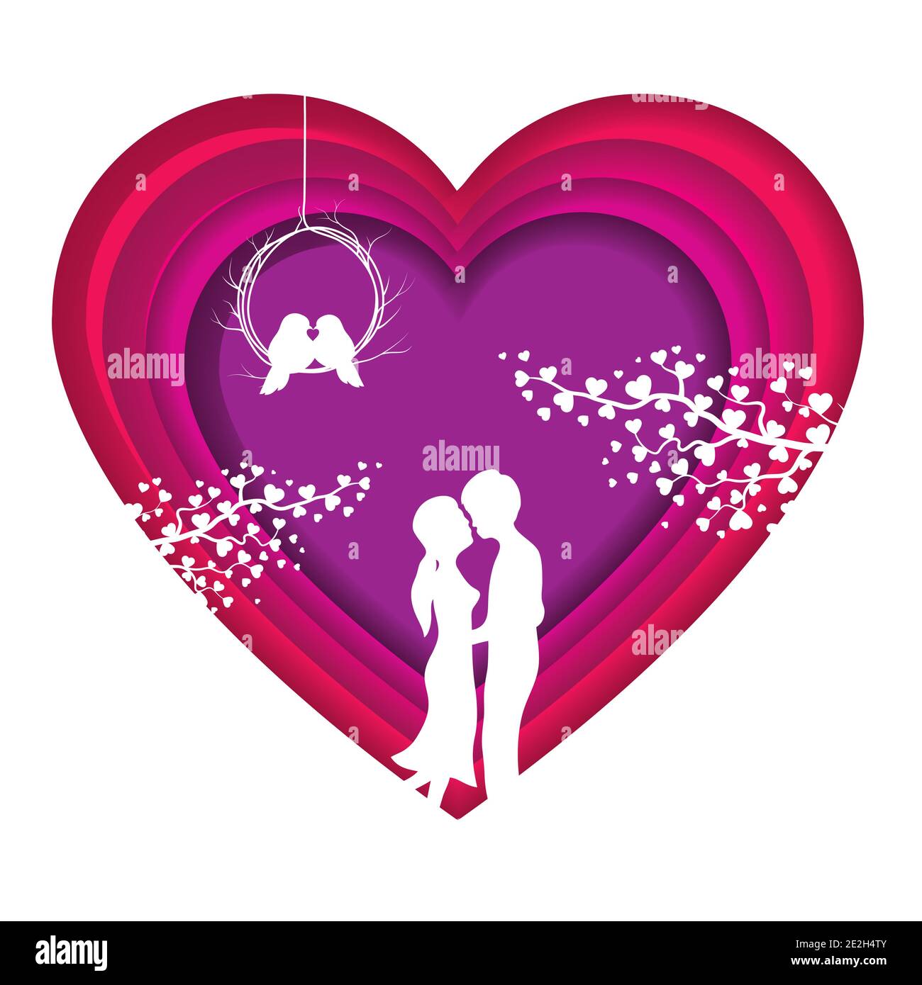 Couple Et Oiseaux Embrassant Dans Coeur Conception De L Amour Passion Et Illustration Vectorielle A Theme Romantique Image Vectorielle Stock Alamy