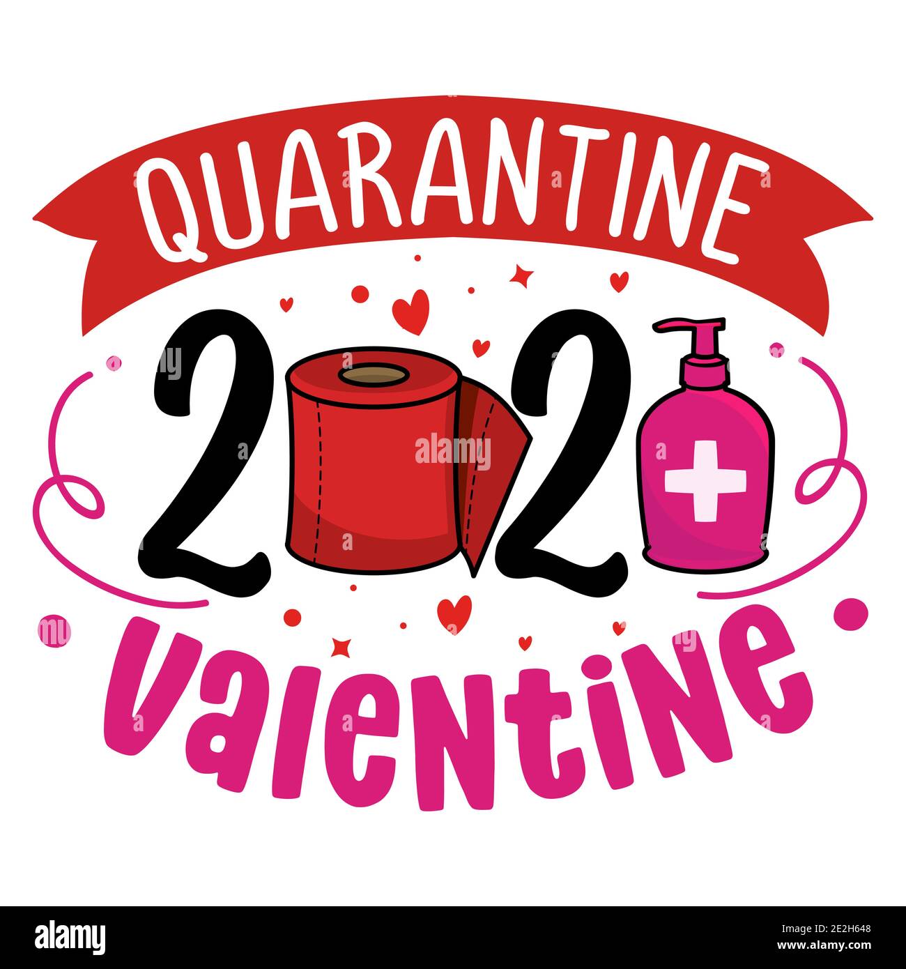 Quarantaine de la Saint-Valentin 2021 (serez-vous ma Saint-Valentin?) - expression de lettrage de sensibilisation. Affiche de distance sociale avec texte pour la mise en quarantaine automatique. lette manuelle Illustration de Vecteur