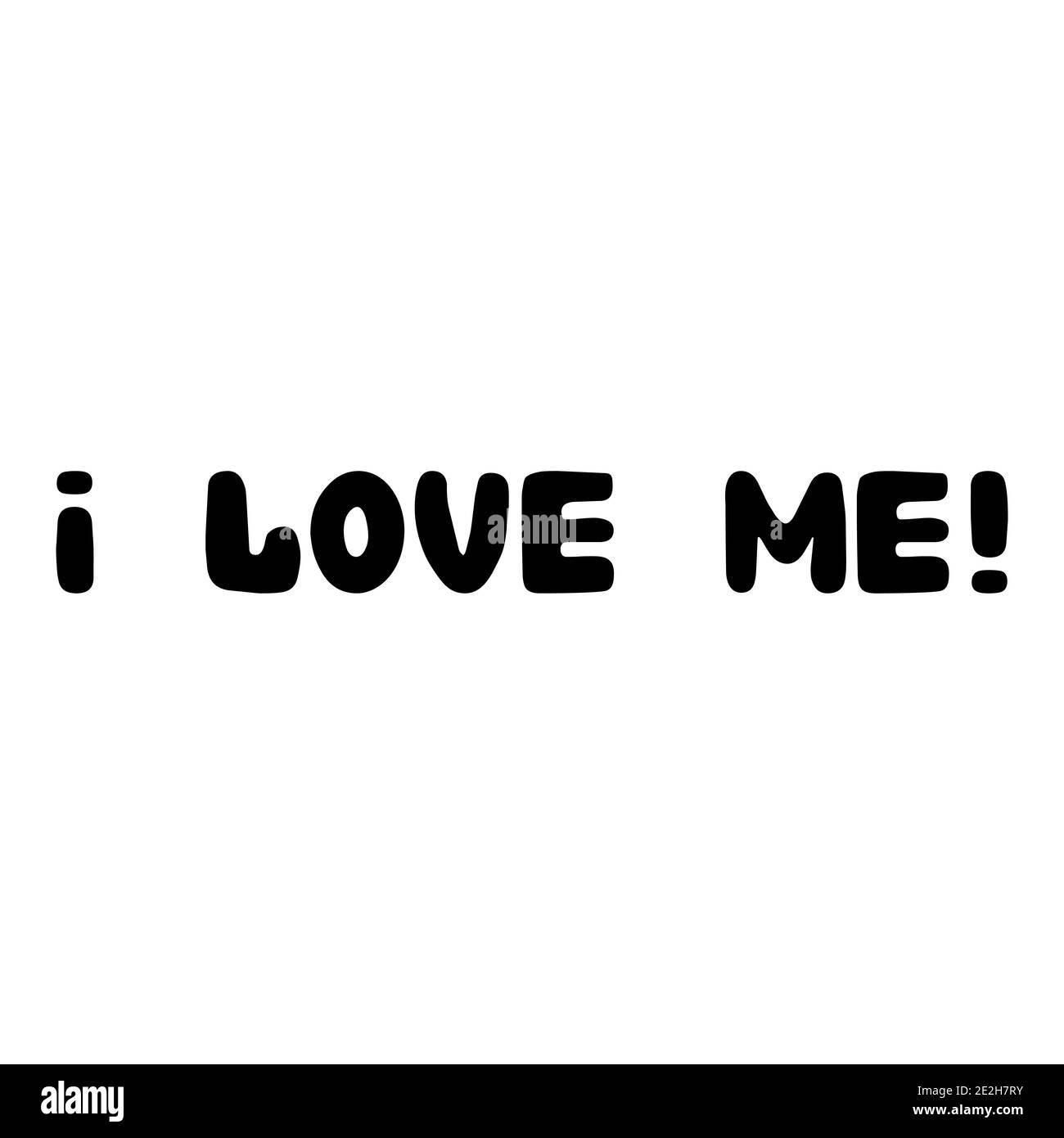 Je m'aime. Lettrage roundish manuscrit isolé sur fond blanc. Illustration de Vecteur
