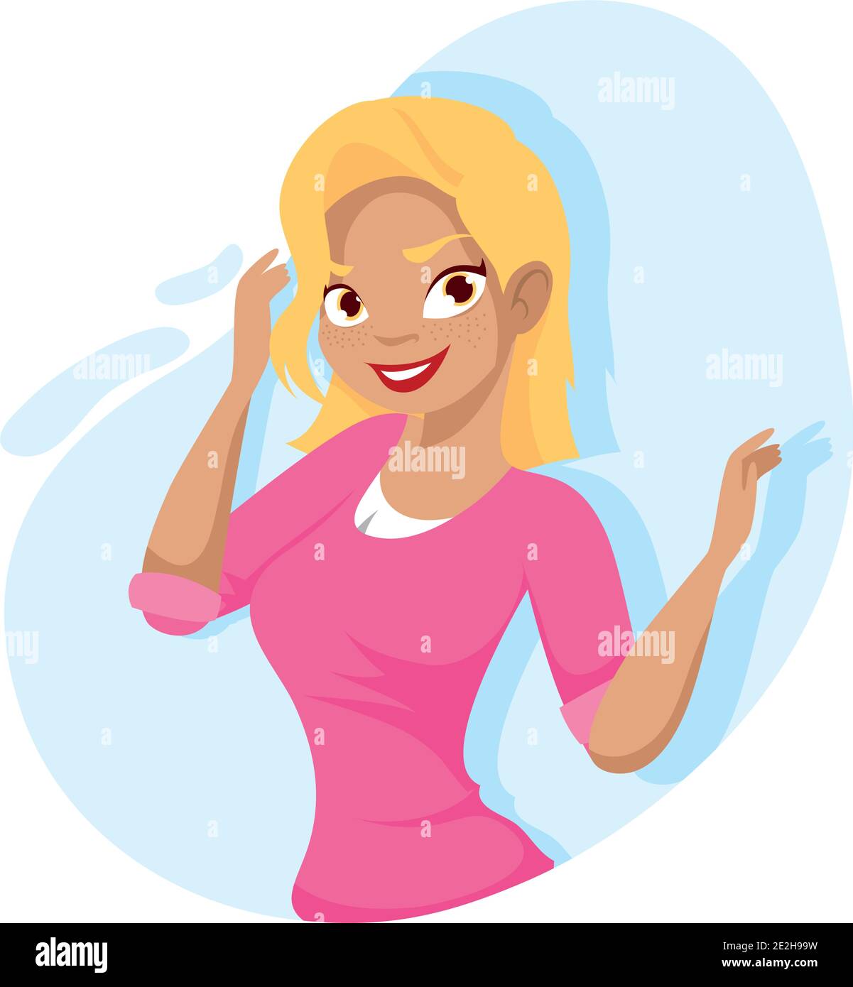 Femme blonde dessin animé, fille personne homme et social thème illustration vectorielle Illustration de Vecteur