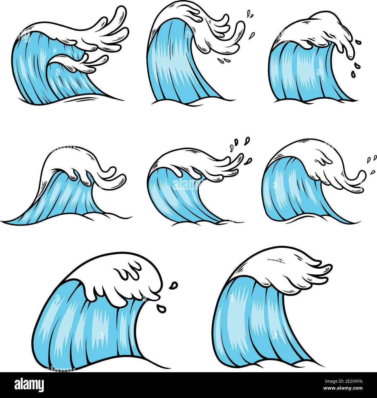Illustration des vagues de mer en style gravure. Élément de conception pour affiche, carte, bannière, menu. Illustration vectorielle Illustration de Vecteur