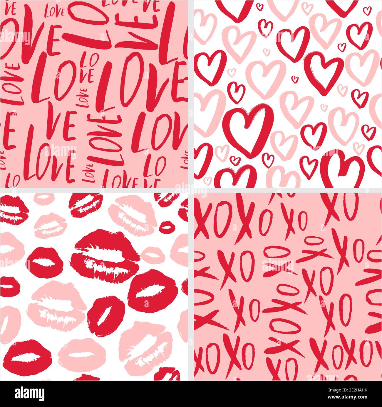 Lot de quatre motifs sans coutures pour la Saint-Valentin Illustration de Vecteur