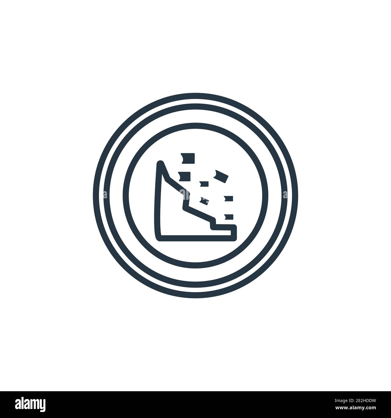 Icône de vecteur de sécurité pour les glissements de terrain rocheux. Icône de sécurité de glissement de terrain de roche noire à ligne mince, illustration d'élément simple à vecteur plat à partir de cartes modifiables et Illustration de Vecteur
