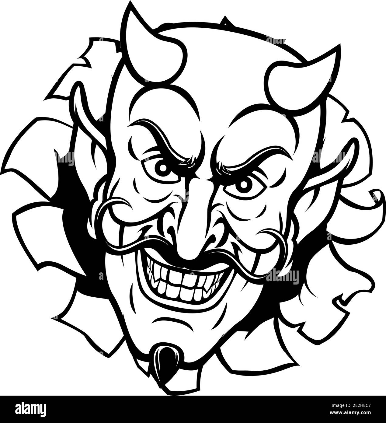 Diable Satan mal mascotte dessin animé Illustration de Vecteur