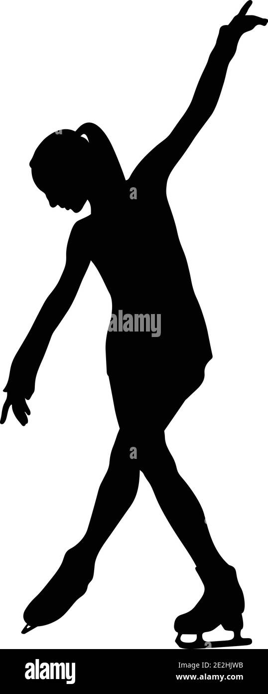 silhouette de patineuse à motif fille noire sur fond blanc Illustration de Vecteur