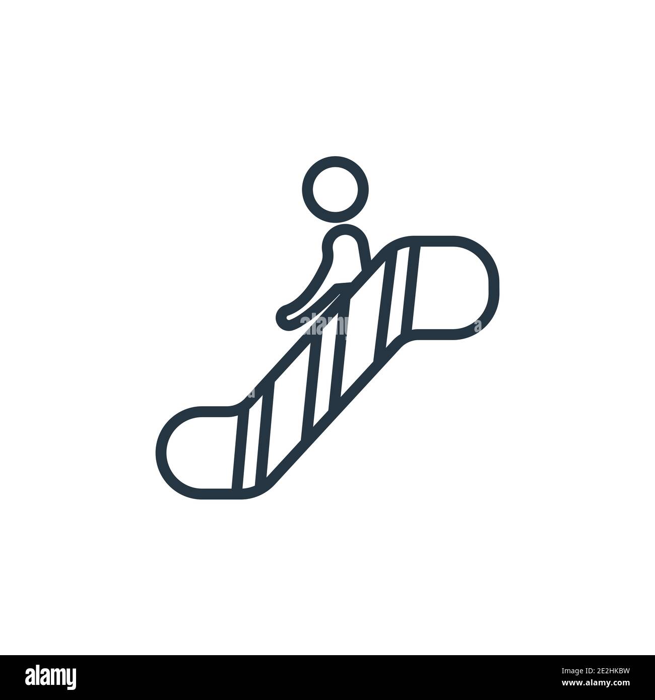 Icône de vecteur de contour de l'escalier roulant. Icône d'escalier mécanique noir à ligne mince, illustration d'élément simple à vecteur plat du concept d'hébergement modifiable isolé St Illustration de Vecteur