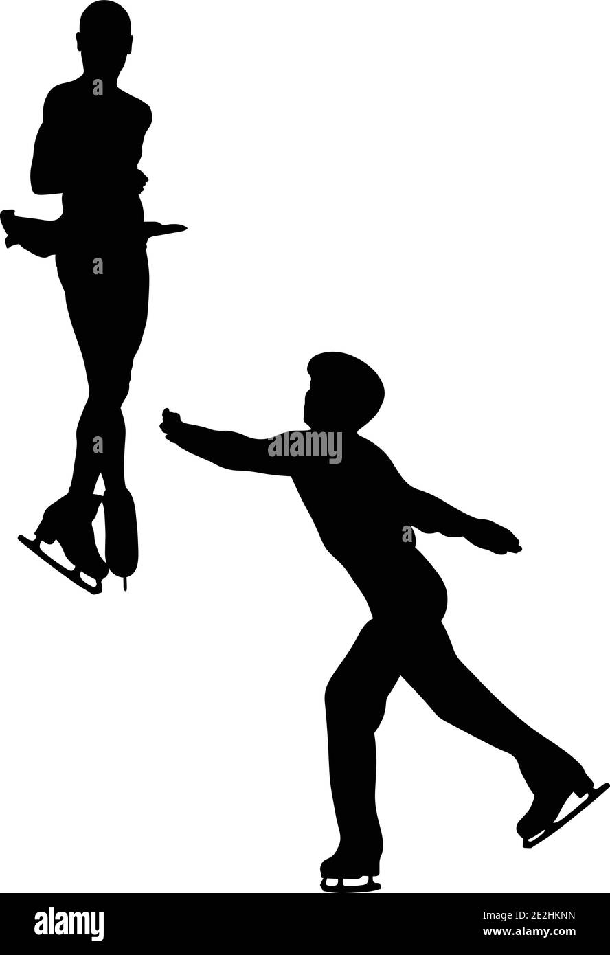 paire de jeunes patineurs silhouette noire. élément jeté Illustration de Vecteur