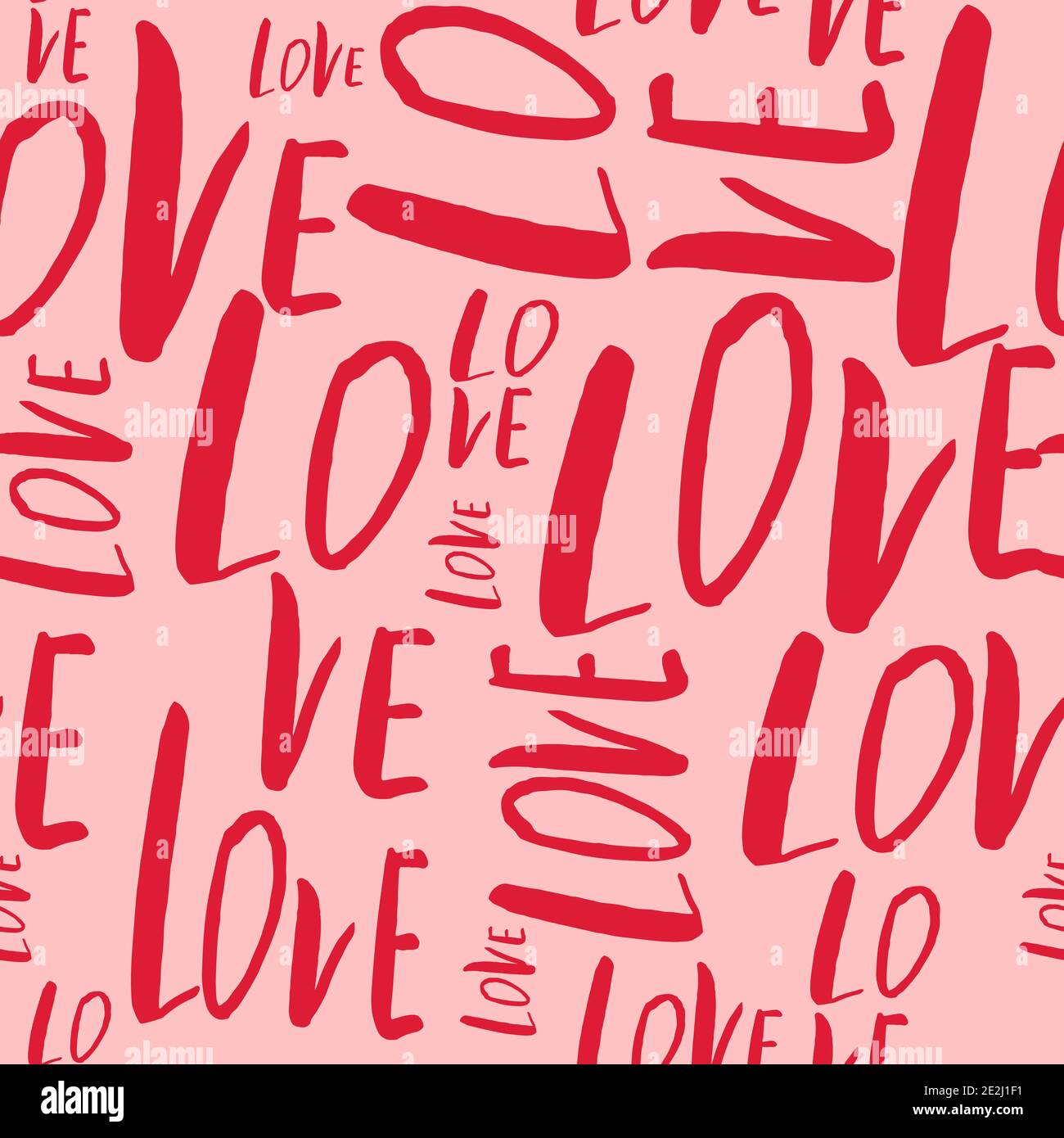 Motif sans couture avec le mot Love dessiné à la main. Illustration de Vecteur