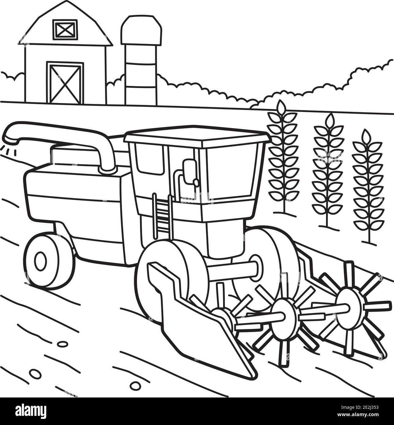 Page de coloriage de moissonneusebatteuse Image Vectorielle Stock  Alamy
