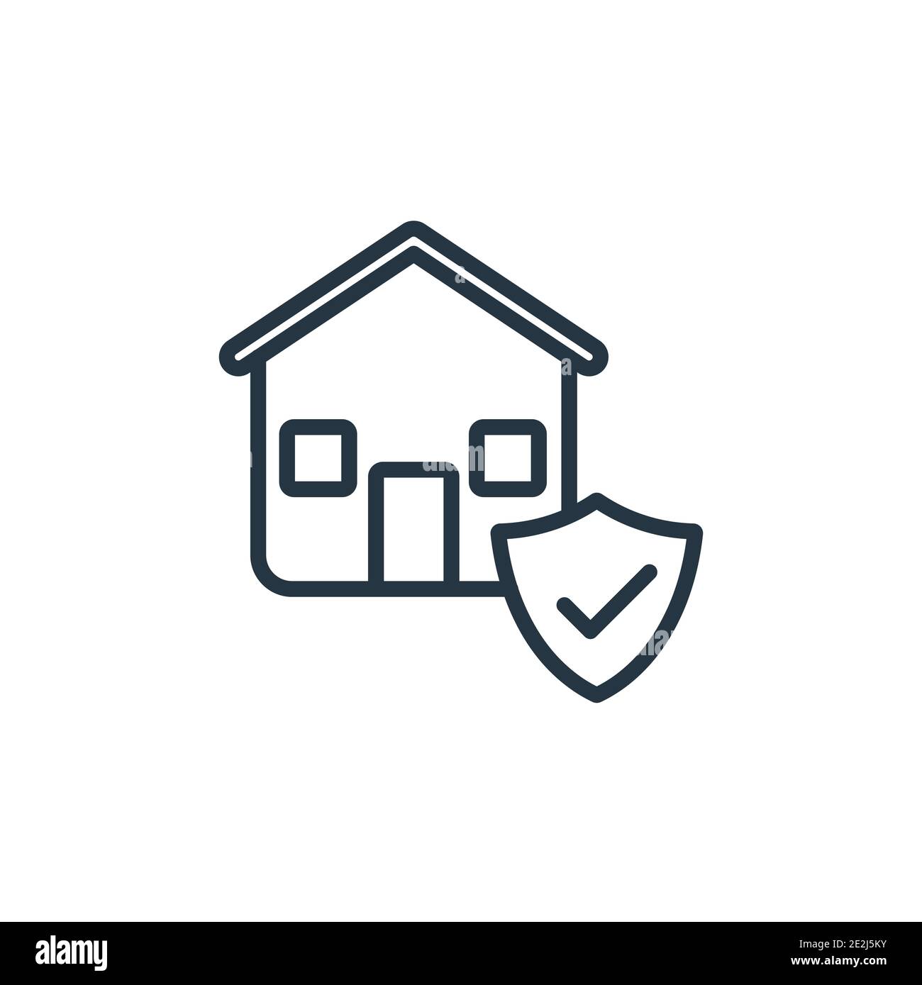 Icône vecteur assurance immobilière. Icône d'assurance immobilière noire à ligne mince, illustration d'élément simple à vecteur plat de l'assurance modifiable Illustration de Vecteur