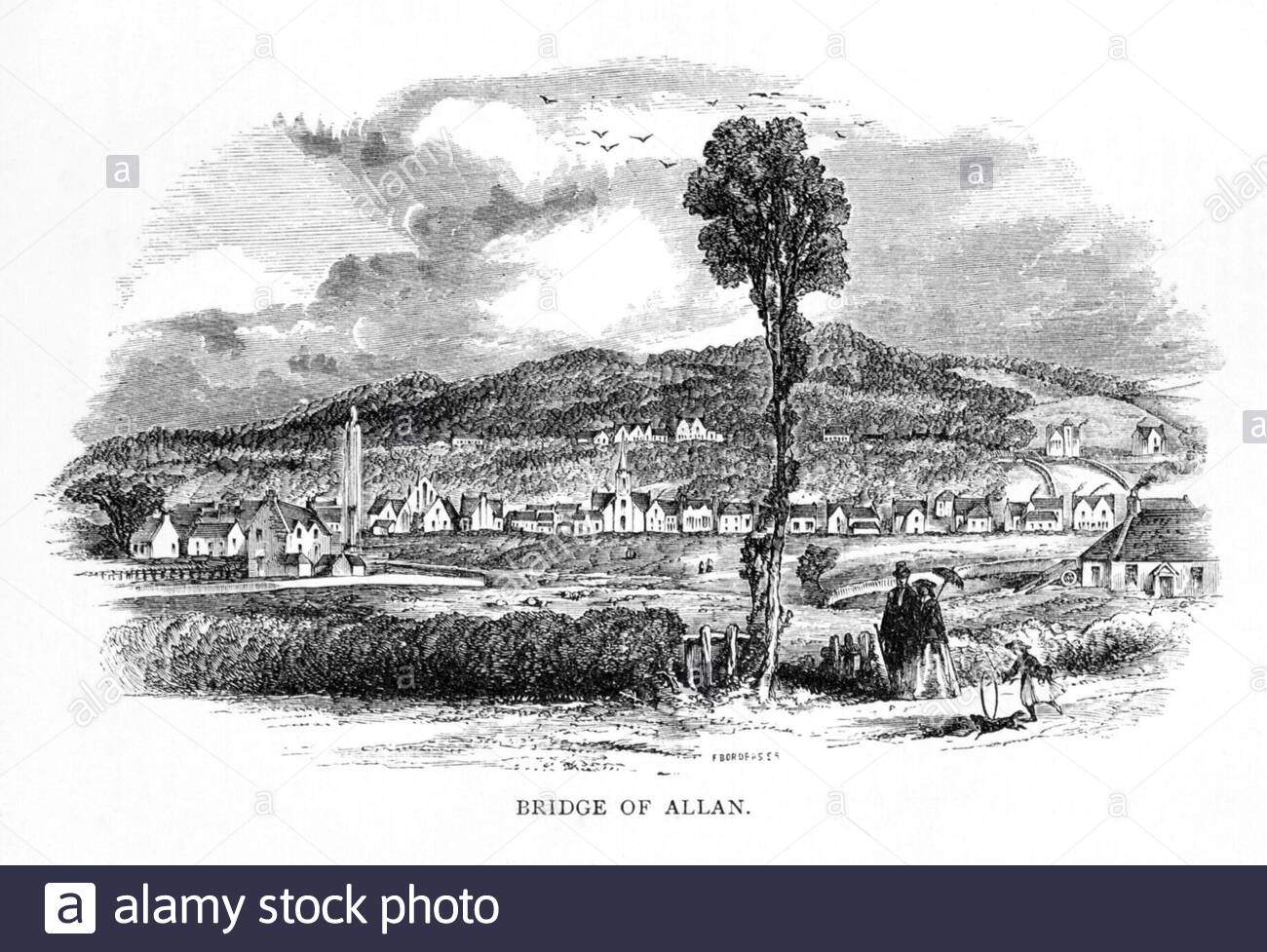 Bridge of Allan, Écosse, illustration ancienne de 1866 Banque D'Images