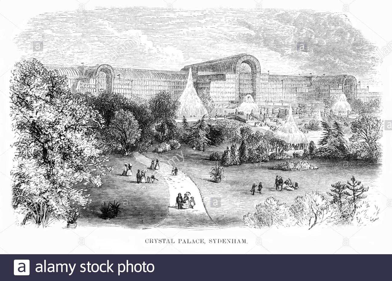 Crystal Palace, Sydenham, Angleterre, illustration ancienne de 1866 Banque D'Images