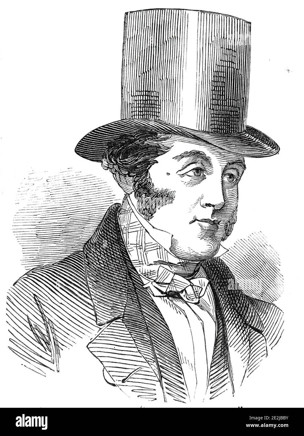 M. G. Hudson, M.P, - « le roi du chemin de fer », 1845. Portrait du financier et homme politique britannique des chemins de fer George Hudson. « pour démontrer l'étendue de l'entreprise ferroviaire de M. Hudson, il peut être indiqué que, dans le retour parlementaire des personnes abonnant aux contrats ferroviaires, pour lequel des projets de loi ont été présentés à la fin de la session, le montant total de l'abonnement de M. Hudson est &#xa3;319,835; Et son intérêt pour un chemin de fer (Newcastle et Berwick) équivaut à &#xa3;200,000...PEU de temps après, à York, il a donc fait allusion à certains des maux d'une législation rapide : « il craignait que ce chemin de fer ne soit pas très long Banque D'Images