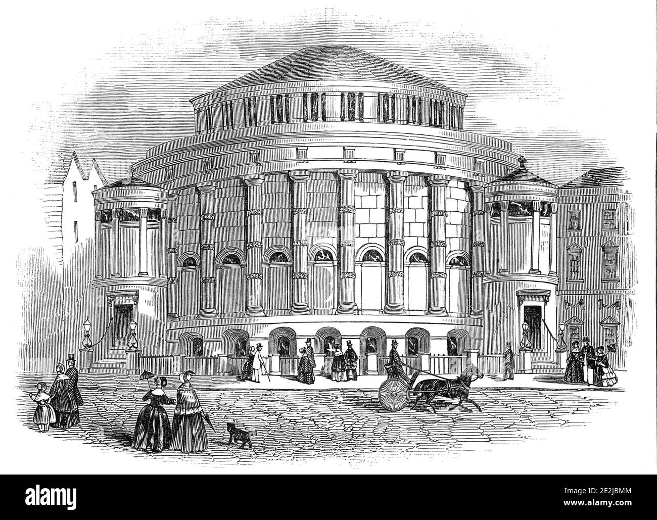 Nouvelle chapelle baptiste, Leicester, 1845. « la nouvelle chapelle est issue de la conception de M. Joseph Hansom, architecte de l'hôtel de ville de Birmingham. Il est circulaire en plan, avec des galeries et les autres accessoires propres à ce corps religieux. Le mode dans lequel la lumière est admise, bien que quelque peu nouveau comme appliqué aux lieux de culte, se trouve très efficace, et de produire un effet très agréable... la chapelle principale accueillera environ 1,500 personnes. Il y a aussi une salle de conférence et une salle d'école... le soir, un sermon admirable et approprié a été prêché au Dr Cox, selon les mots « T Banque D'Images