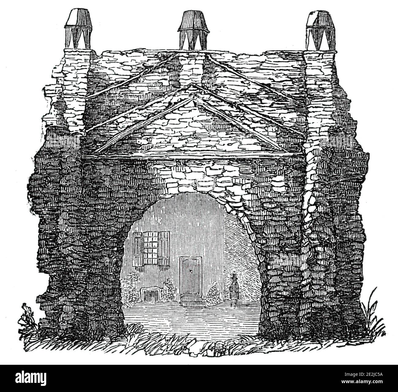 La porte d'Ethelbert, Kent, 1844. Porte du château d'Ethelbert... près des Reculvers, et à deux pas de la mer, se dresse ce vénérable relique de l'époque saxonne.&#xa0;de « Illustrated London News », 1844, vol V. Banque D'Images