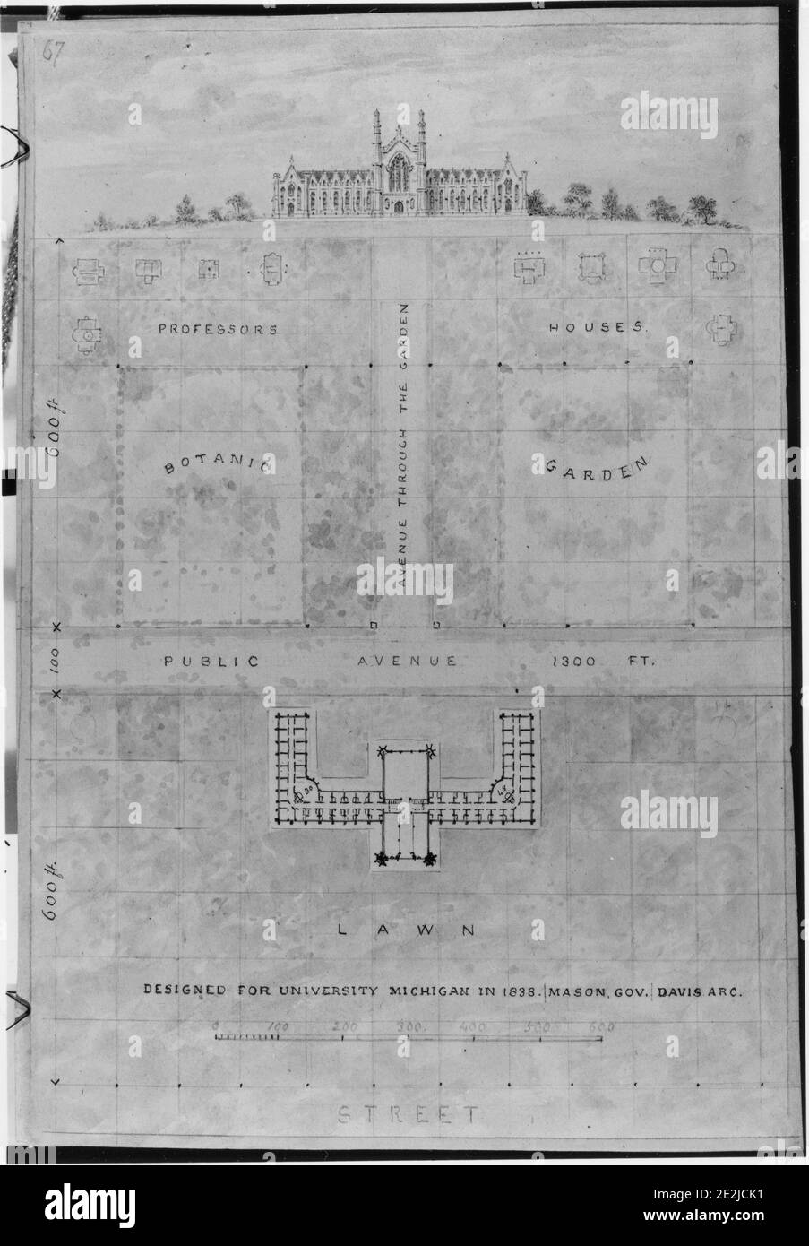 A. J. Davis, Scrapbook V,.n.d. [Conçu pour l'université du Michigan en 1838. Mason, Gov. Davis, Arc.] Banque D'Images