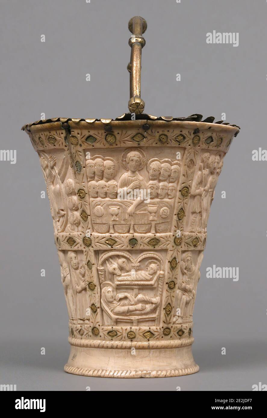 Situla (seau pour l'eau Sainte), Carolingian, 860-880. Banque D'Images