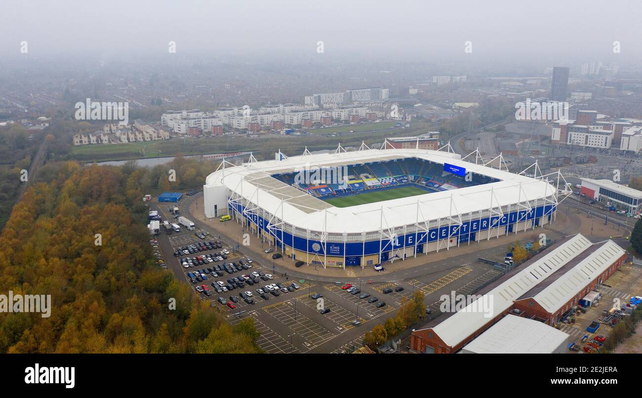 Une vue aérienne de la maison du King Power Stadium De Leicester City football Club Copyright 2020 © Sam Bagnall Banque D'Images