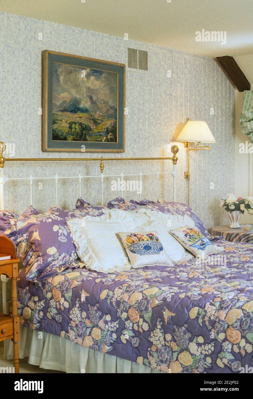 1992 Chambre a un lit en laiton, Wisconsin, USA Banque D'Images