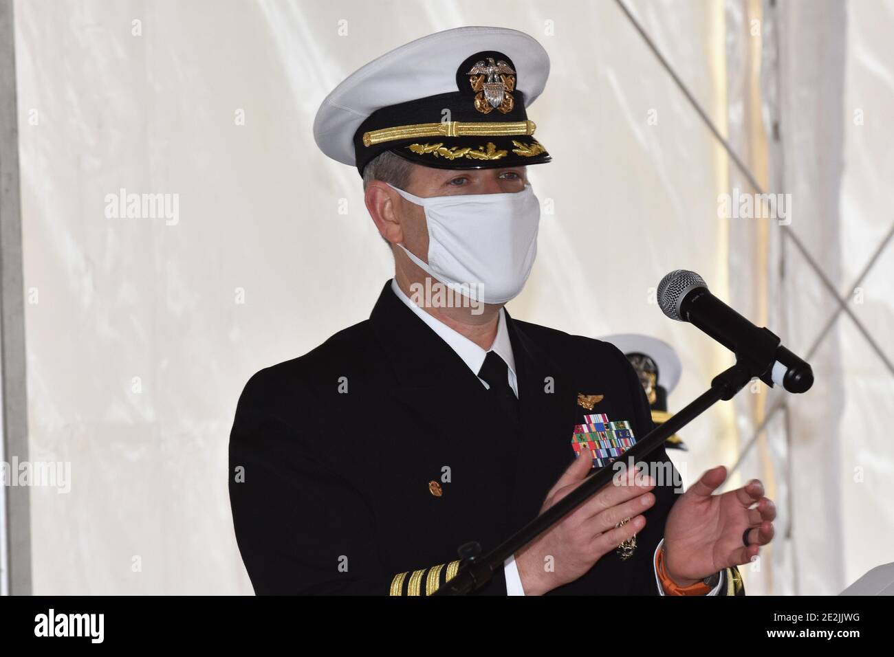 Naples, Italie. Il 2021 comandante Dave Pollard durante 50Â° anno della USS Mount Whitney, News in Napoli, Italia, 14 gennaio 2021 crédit: Independent photo Agency/Alay Live News Banque D'Images