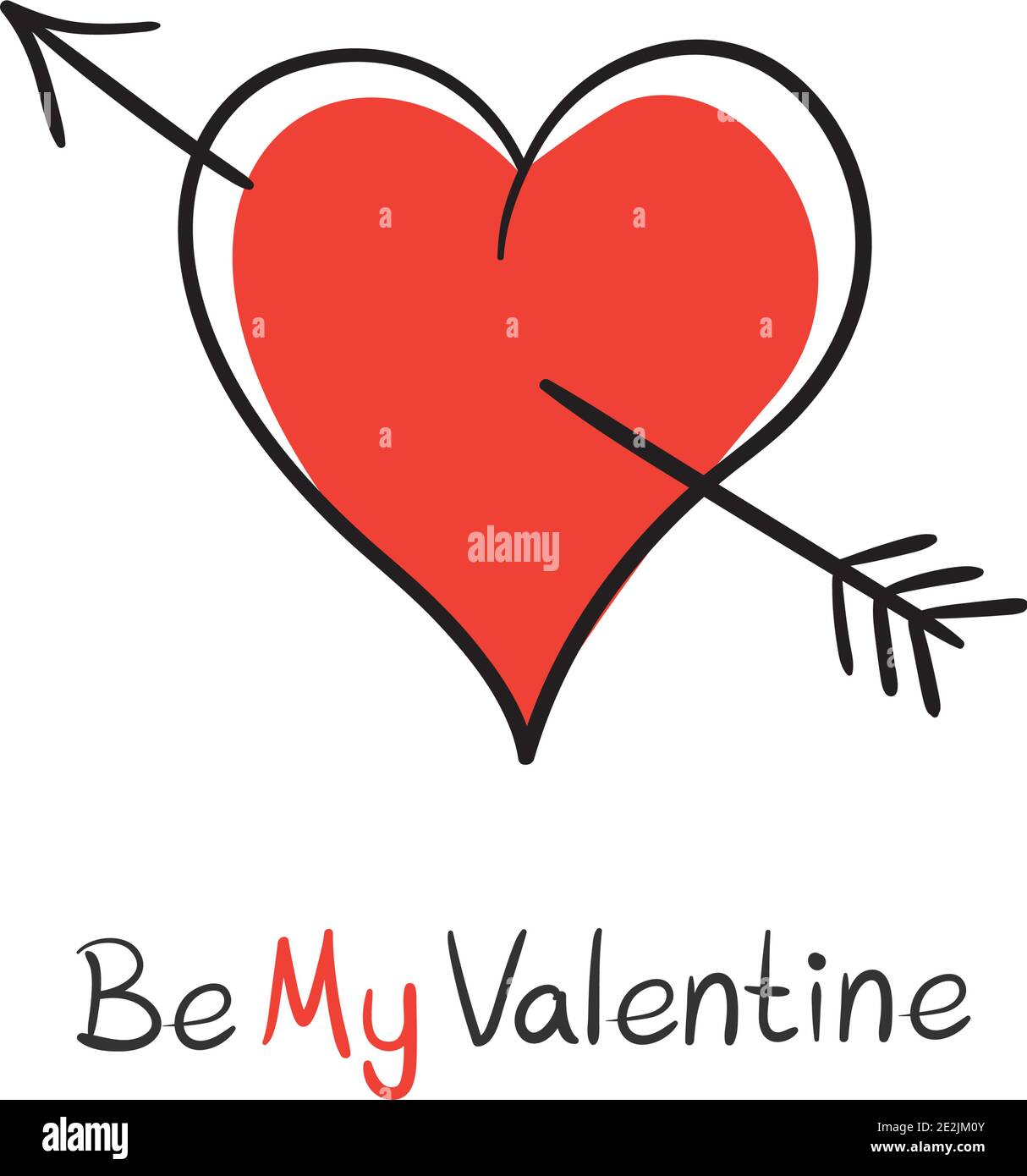Be My Valentine coeur percé flèche Illustration de Vecteur