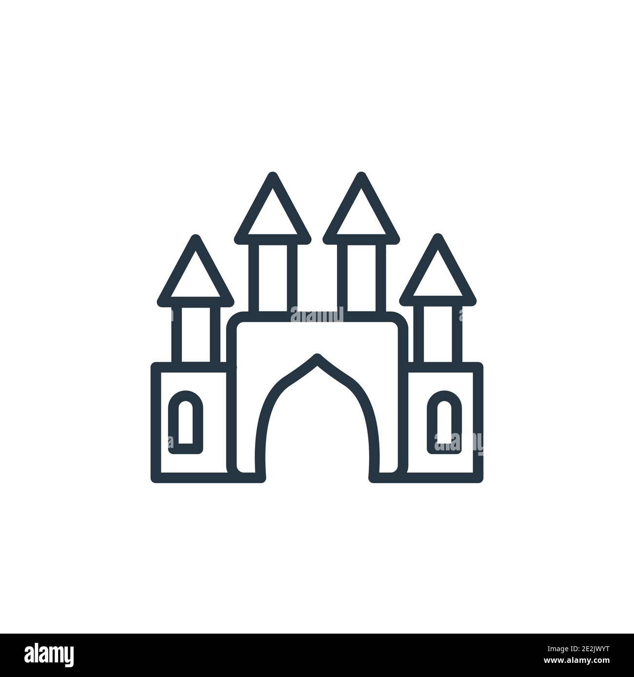 Icône vectorielle Palace. Icône de palais noir à ligne mince, illustration d'élément simple à vecteur plat d'un concept de conte de fées modifiable isolé sur la bande blanche Illustration de Vecteur