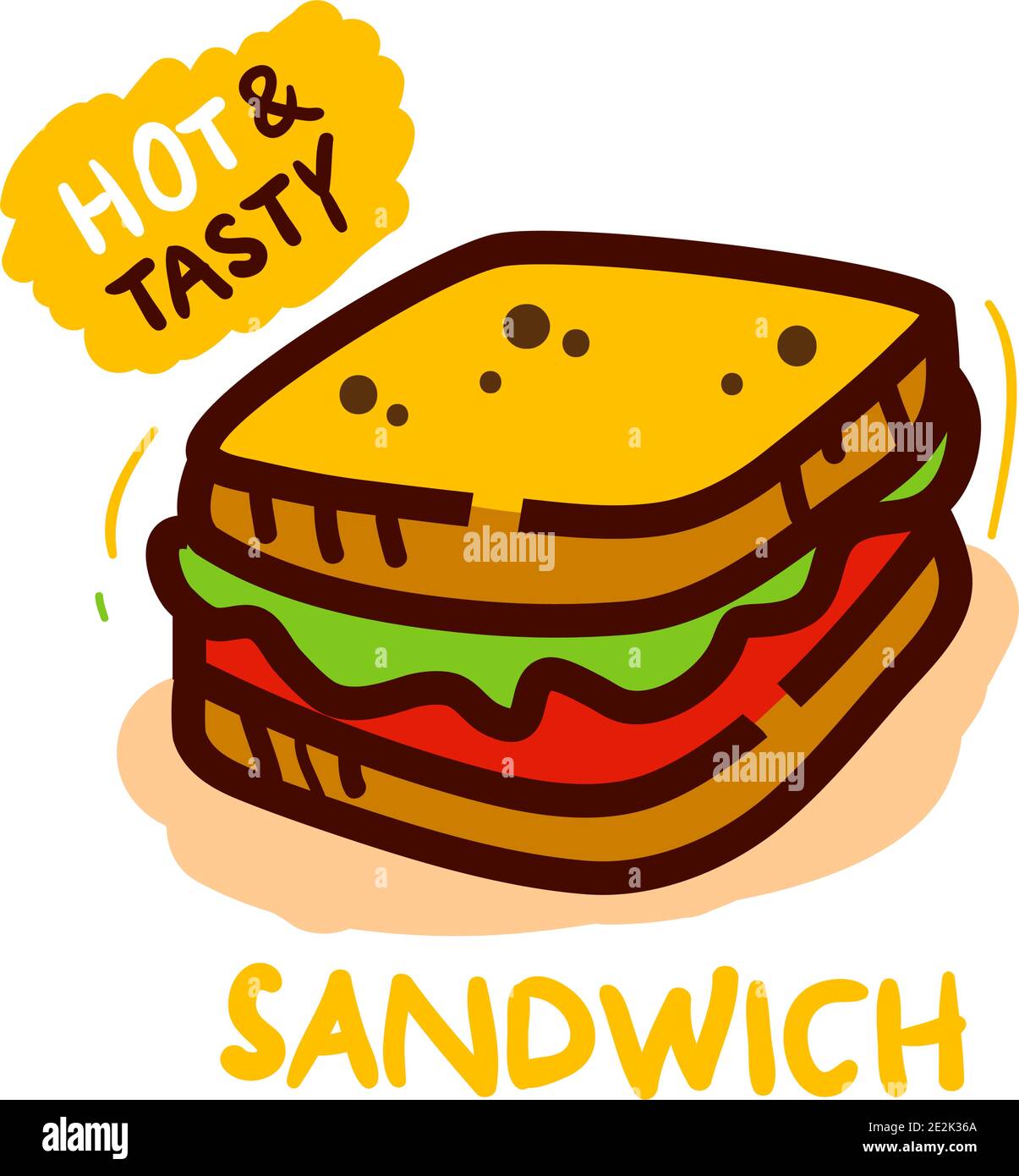 Icône sandwich couleur simple. Libellé du menu sandwiches. Illustration vectorielle Illustration de Vecteur