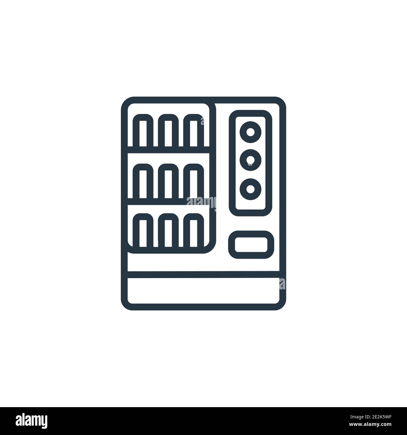 Icône vectorielle de distributeur automatique. Icône de distributeur automatique noir à lignes fines, illustration d'éléments simples à vecteur plat provenant d'un hôtel et d'un restaurant modifiables Illustration de Vecteur