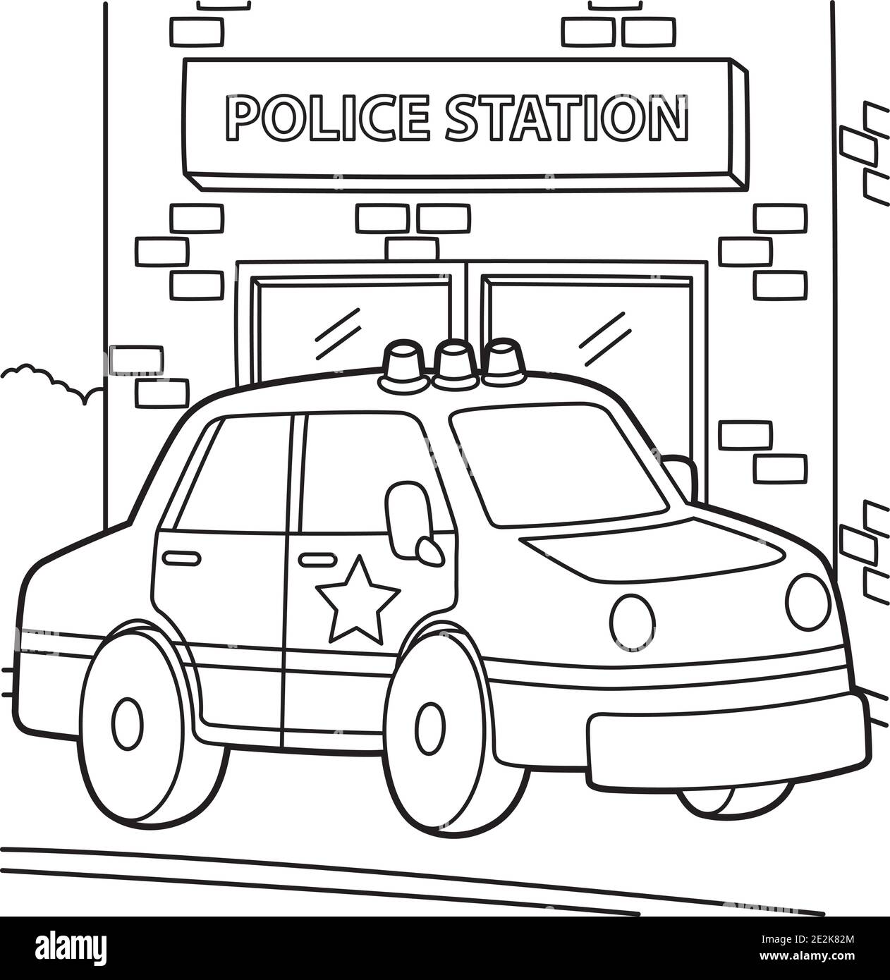 Page de coloriage de voiture de police Illustration de Vecteur