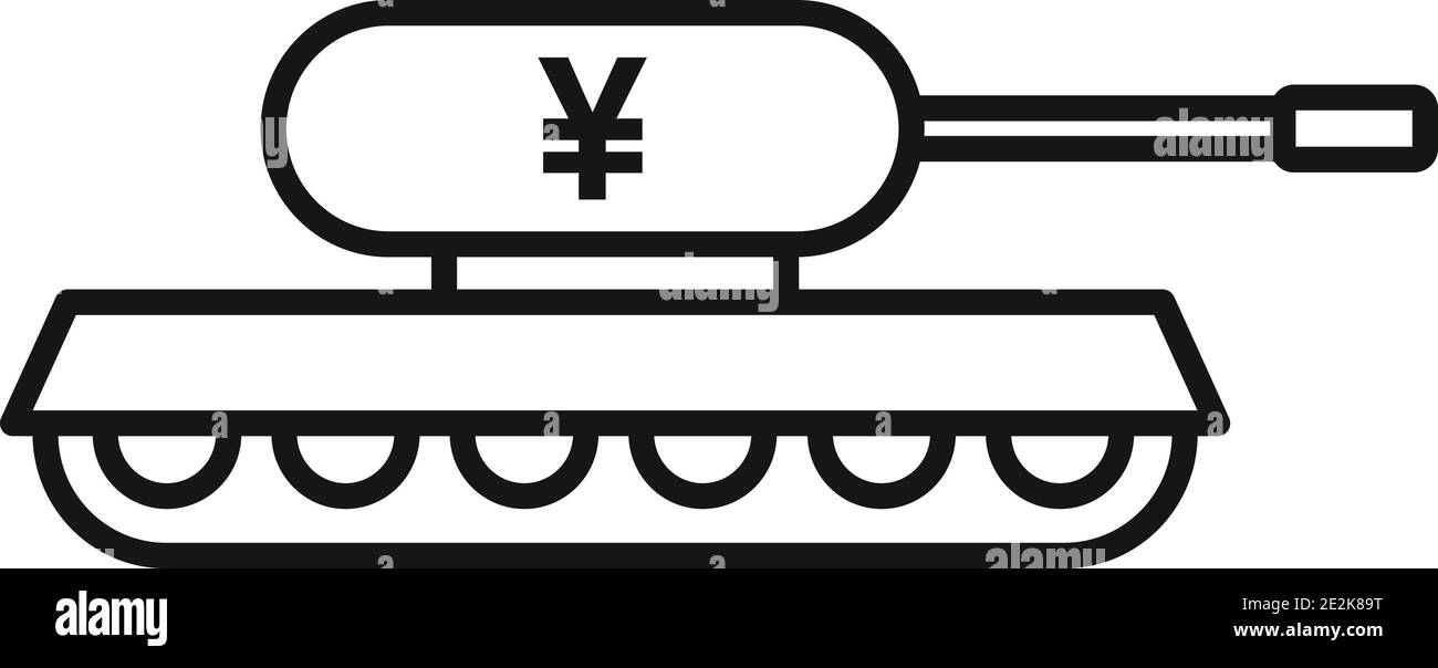 Trade war china tank Icon, style de contour Illustration de Vecteur